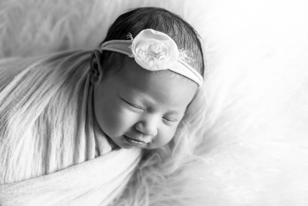 BW Posed Baby studio in home Charlotte Photography