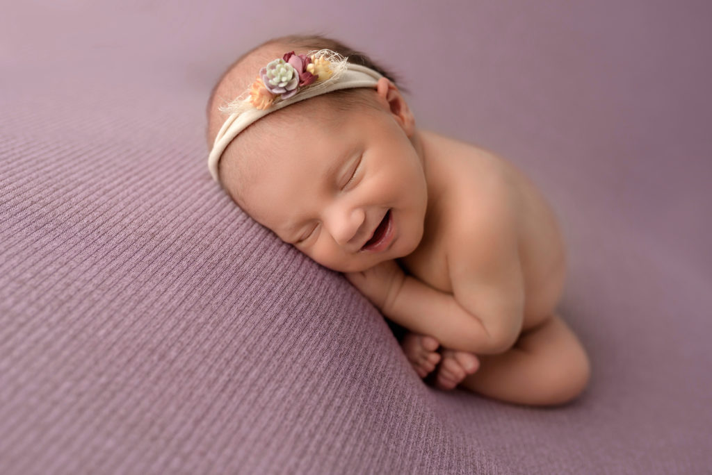 newborn smiles taco pose succulent headband
