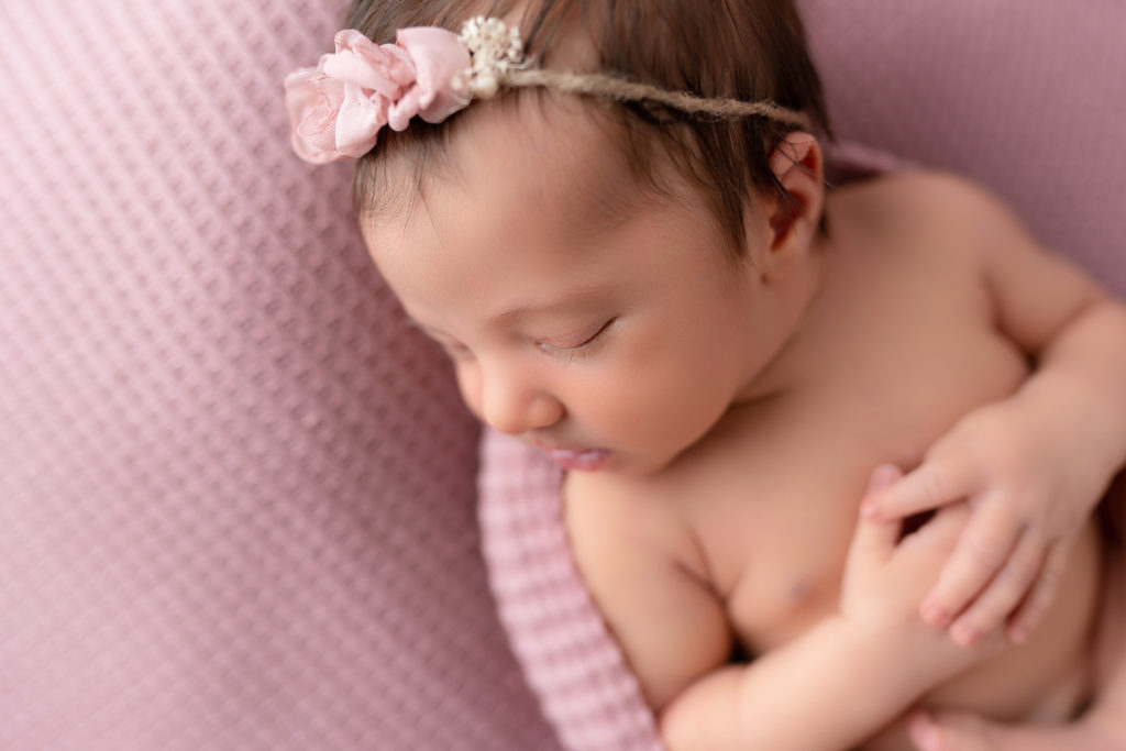 close up side angle of newborn photography session