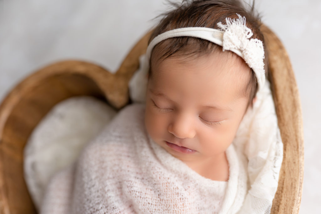 heart bowl with baby girl in white newborn studio photographer